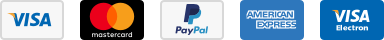 American Express, VISA, VISA Electron, VISA Debit, VISA Carte Bleue, VISA Electron Carte Bleue, VISA Debit Carte Bleue, VISA Purchasing, Maestro, Mastercard, Debit Mastercard, PayPal,